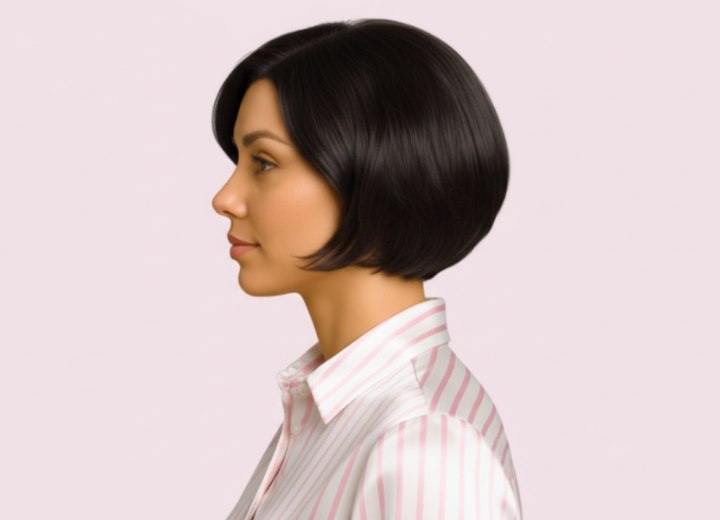 Bob haircut with graduated layers - Side view