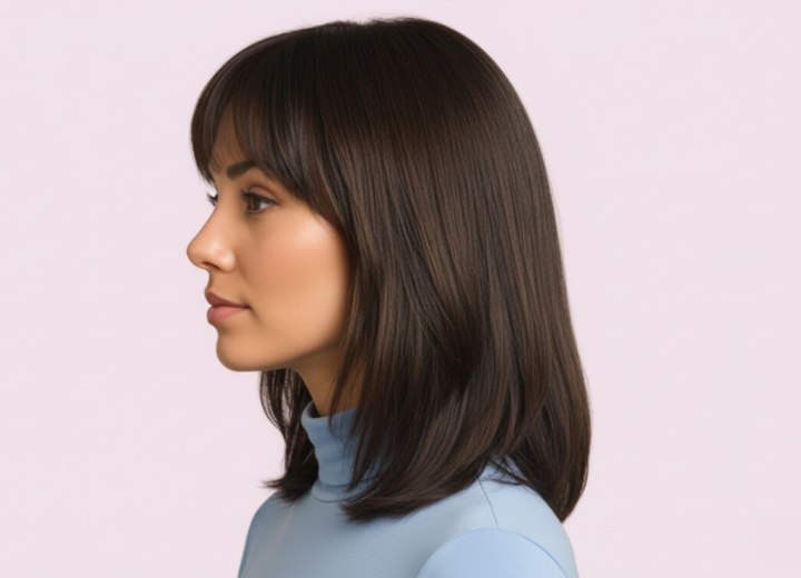 Shoulder-length hairstyle - Side view