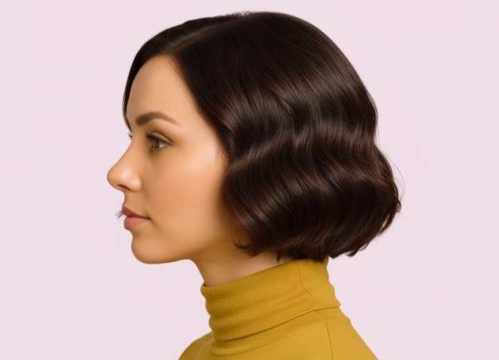 Short style for women who have wavy hair - Side view