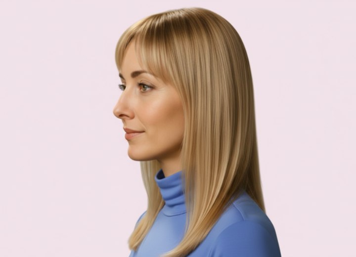 Long hair with a simple styling routine - Side view