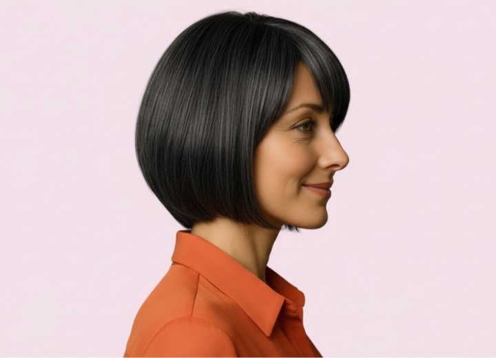 Bob with a deep dark shade and side bangs