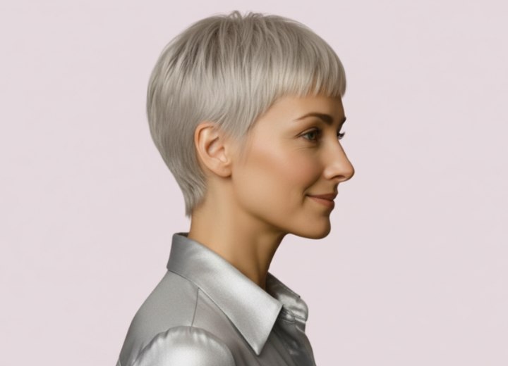 Short hair with a natural-looking shine