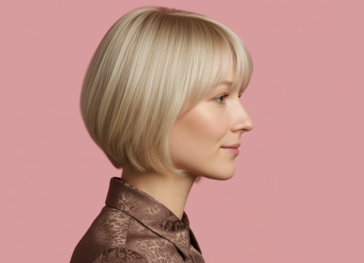 Below the jaw bob with sleek styling - Side view