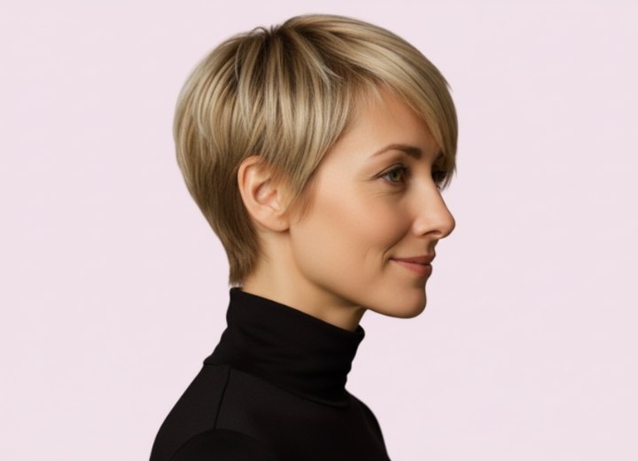 Pixie cut with attention to detail - Side view