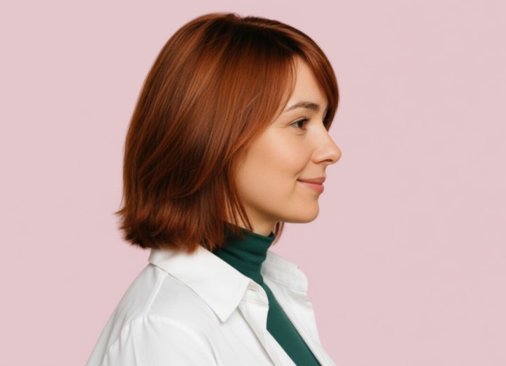 Bob with a subtly angled cutting line - Side view