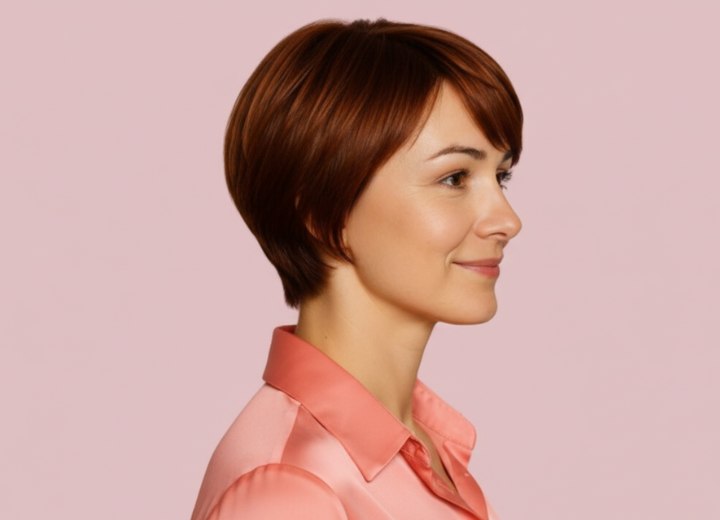 Very short bobbed hair - Side view