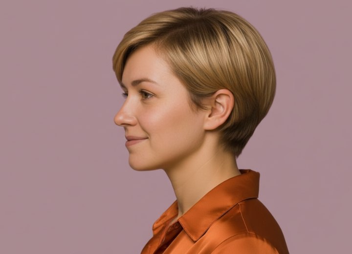 Short haircut with tapering for women - Side view
