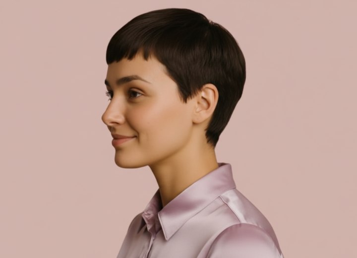 Fashionable and refined short hair - Side view