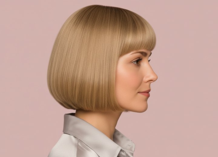 Bob haircut with a clean silhouette - Side view