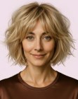 Tousled shag haircut
