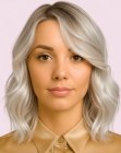 Semi-long blonde hairstyle