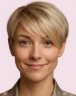 sleek blonde pixie haircut