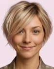 Tousled blonde bob with side bangs