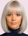 Long blonde bob with bangs