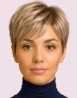 Blonde hair in a pixie cut