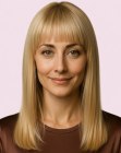 Straight long hair with bangs