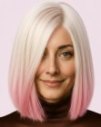 Blonde bob with a pink ombré