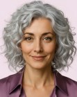 Collar-length cut for gray hair