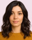 Long dark hair with layers and waves