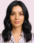 Below the shoulders hairstyle with a center part