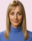 Sleek long hair with bangs