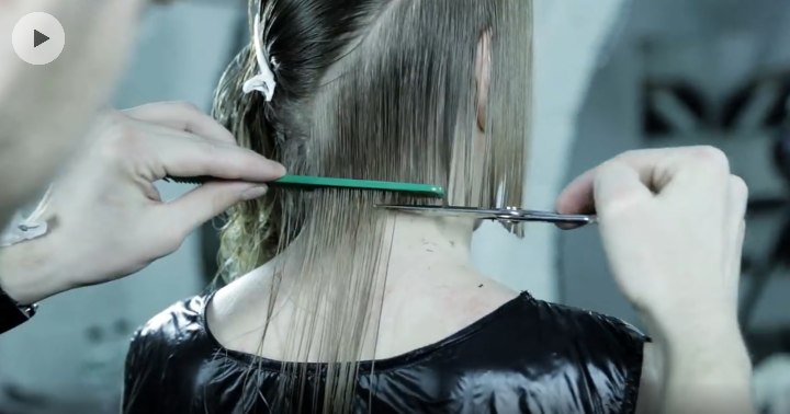 Cutting the nape of a chin-length box bob