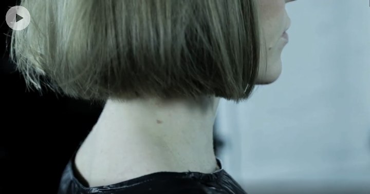 Chin length box bob with an equal length all around