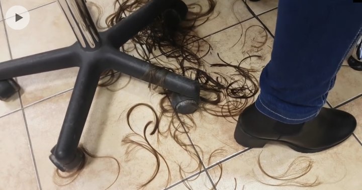 Freshly cut hair on the salon floor