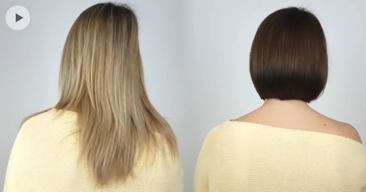 Long hair to neck-length bob makeover