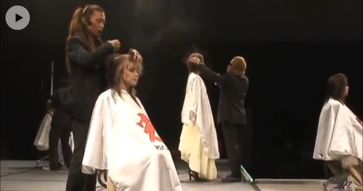 Hair show stage with caped hair models