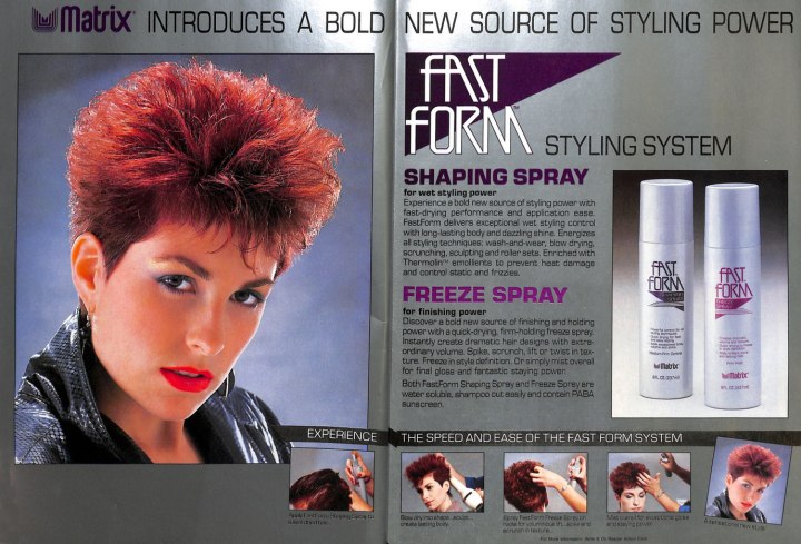 Vintage 1980s ad - Matrix shaping spray and freeze spray