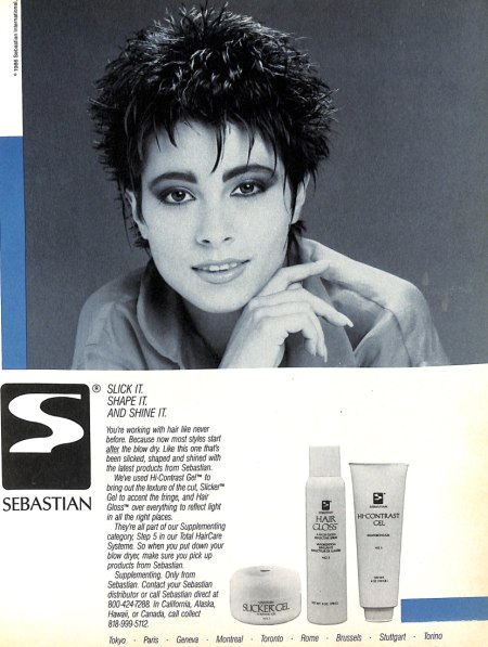 Hair with Sebastian Gel styling - 1980s vintage ad