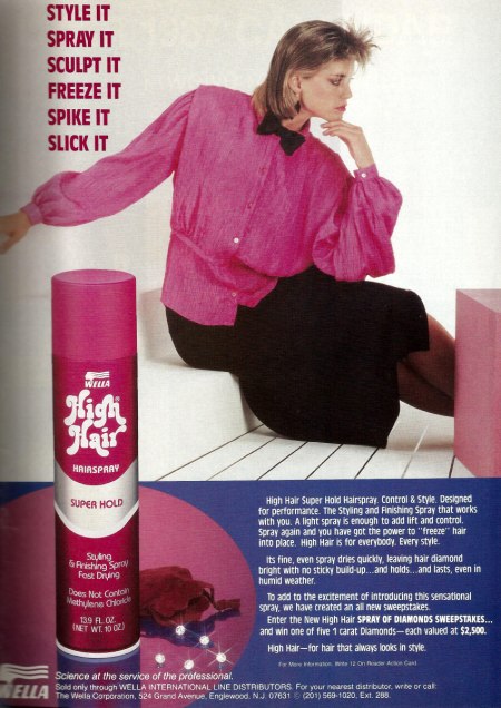 Wella High Hair Super Hold Hairspray  1980s vintage hair ad