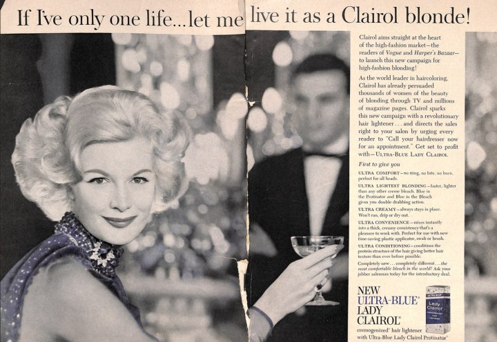 Lady Clairol bleach vintage ad