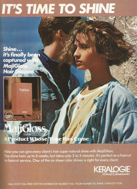 MajiGloss hair glosser - 1980s vintage ad