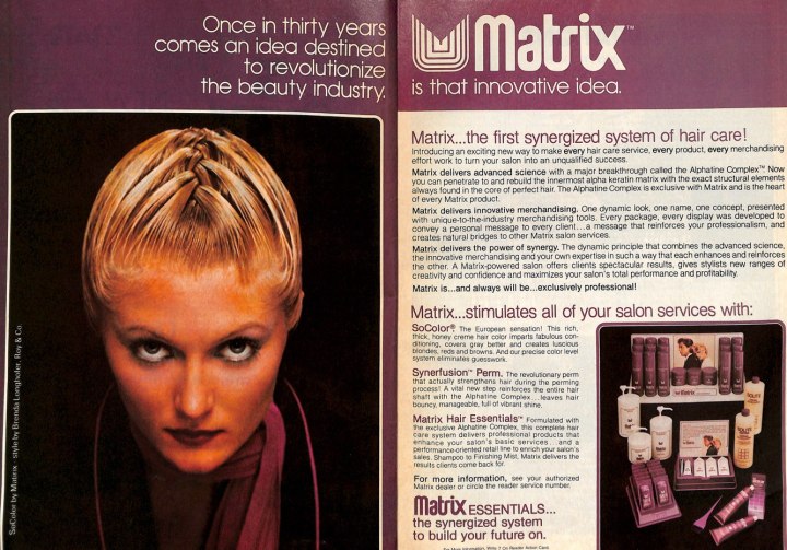 Matrix hair care 1980s ad