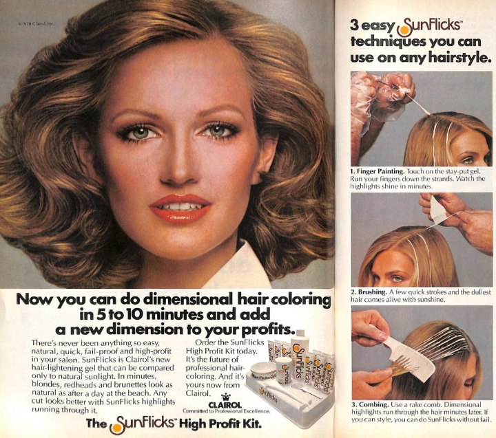 Clairol SunFlicks 1978 vintage hair ad