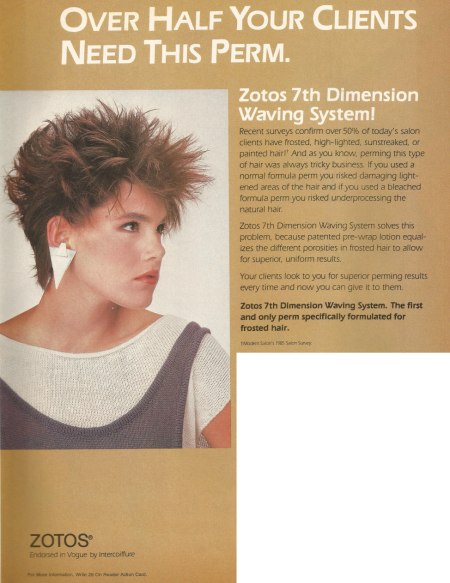 Zotos hair waving system - 1980s vintage ad