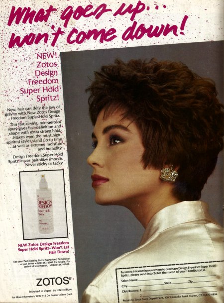 Zotos hold spritz - 1980s ad